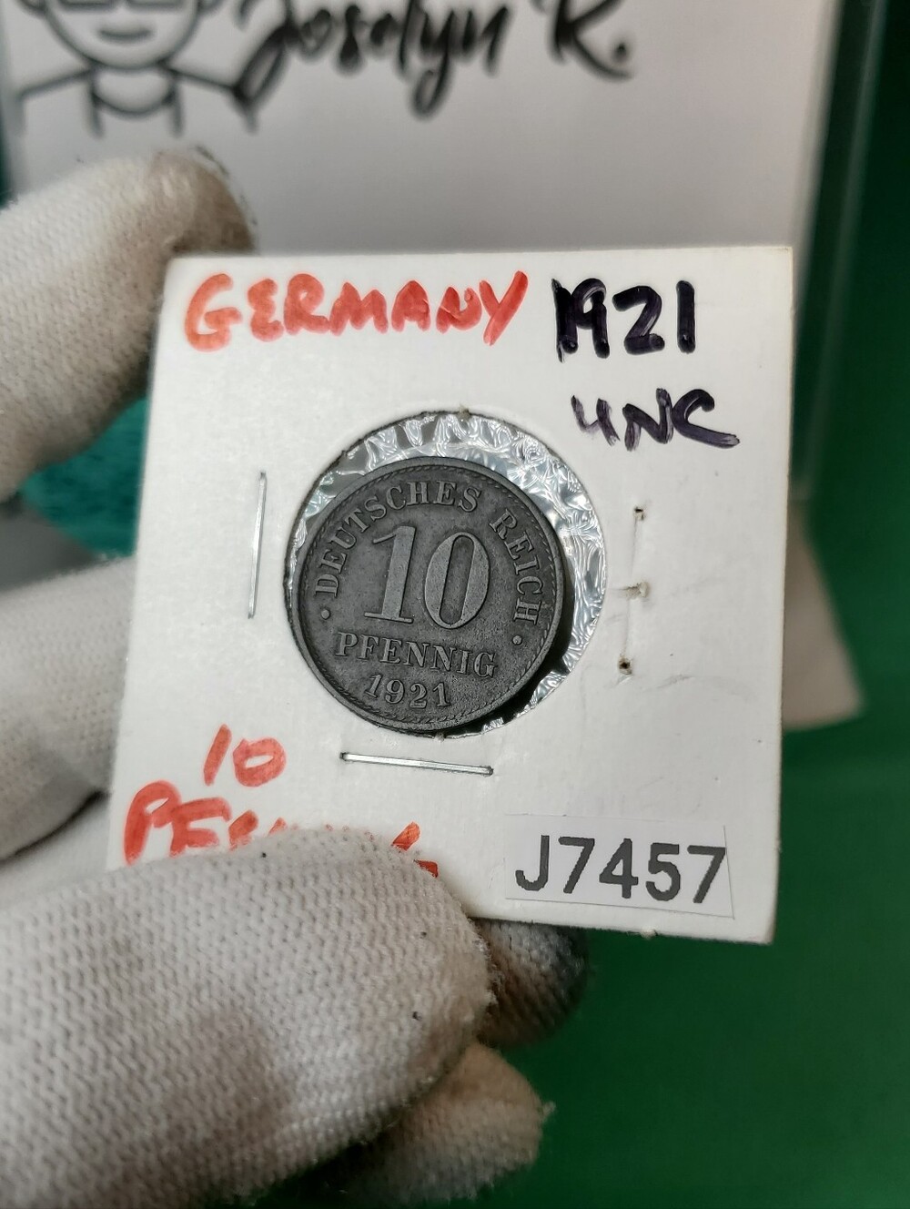 1921 Germany 10 Pfennig – UNC Weimar Zinc Deep Charcoal Tone - Picture 3 of 11